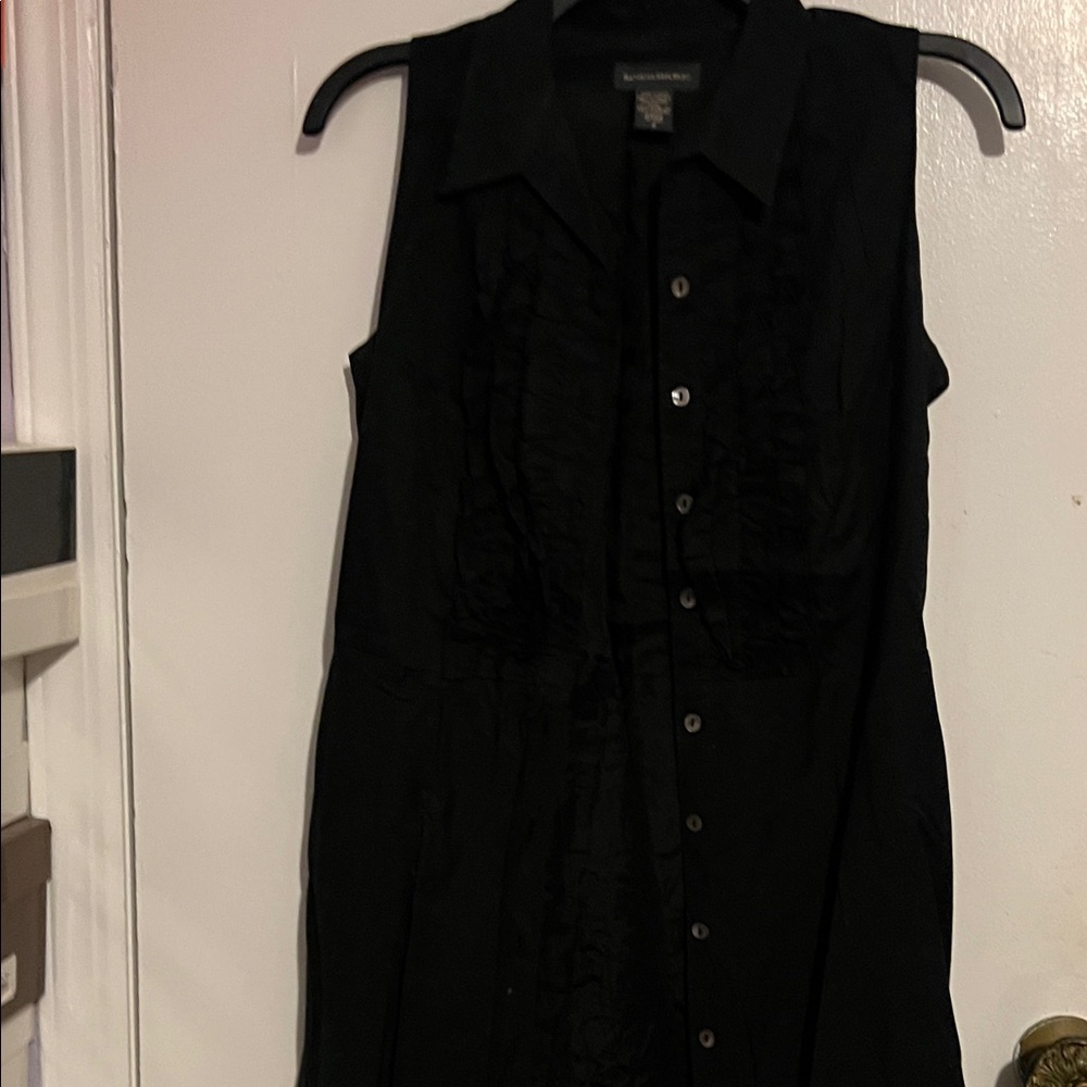 Banana Republic Black Ruffled Button-Up Blouse